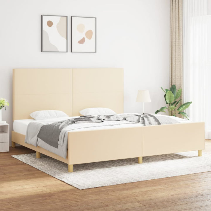 sengeramme uden madras 200x200 cm stof cremefarvet