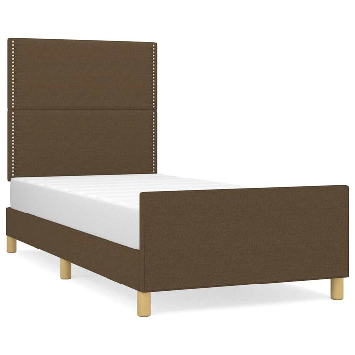Sengeramme uden madras Mørkebrun 90x190 cm Stof
