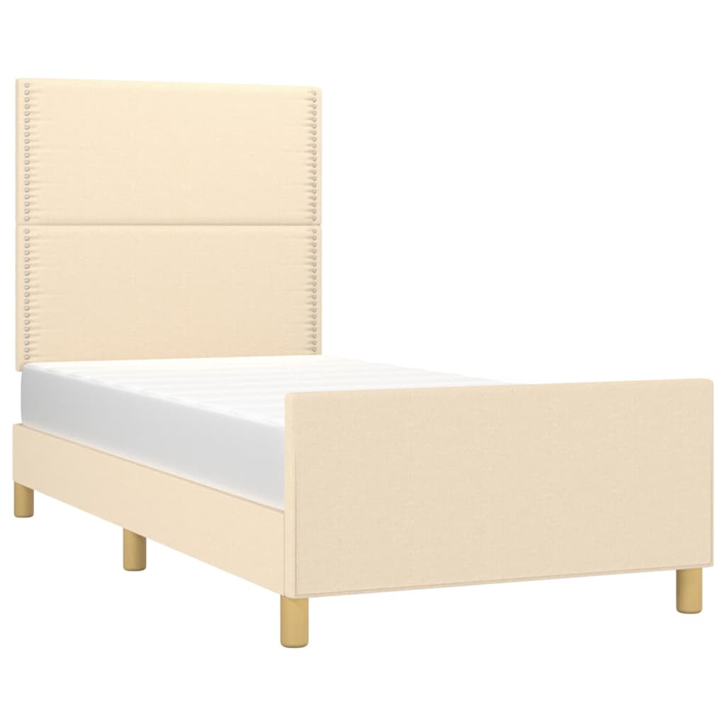 sengeramme uden madras 90x190 cm stof cremefarvet
