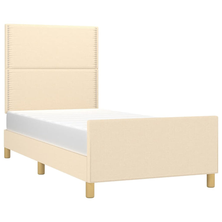 sengeramme uden madras 90x190 cm stof cremefarvet