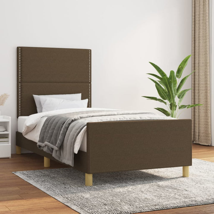 Sengeramme uden madras Mørkebrun 90x200 cm Stof