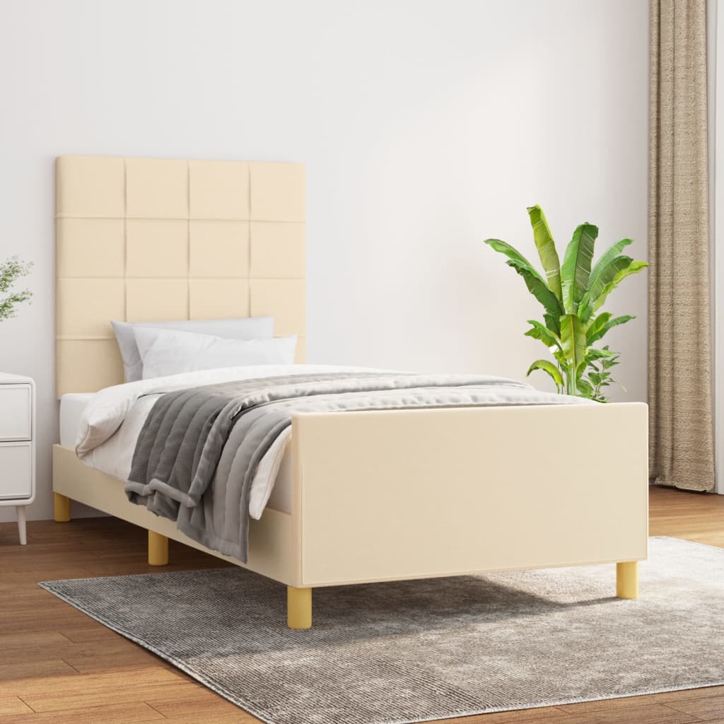 sengeramme uden madras 80x200 cm stof cremefarvet