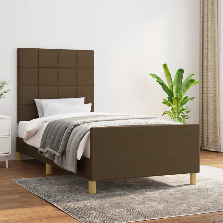 Sengeramme uden madras Mørkebrun 90x190 cm Stof
