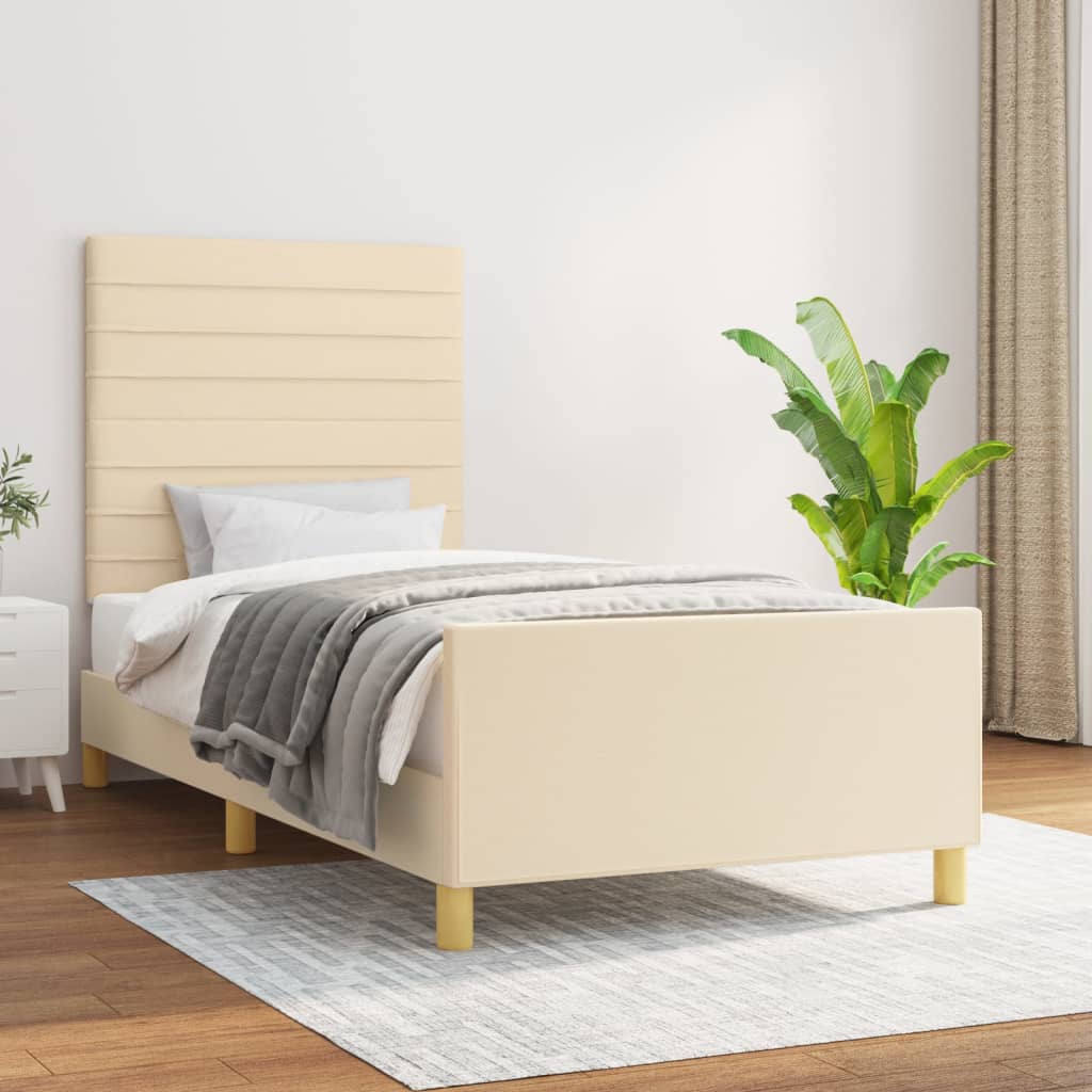 sengeramme uden madras 90x200 cm stof cremefarvet