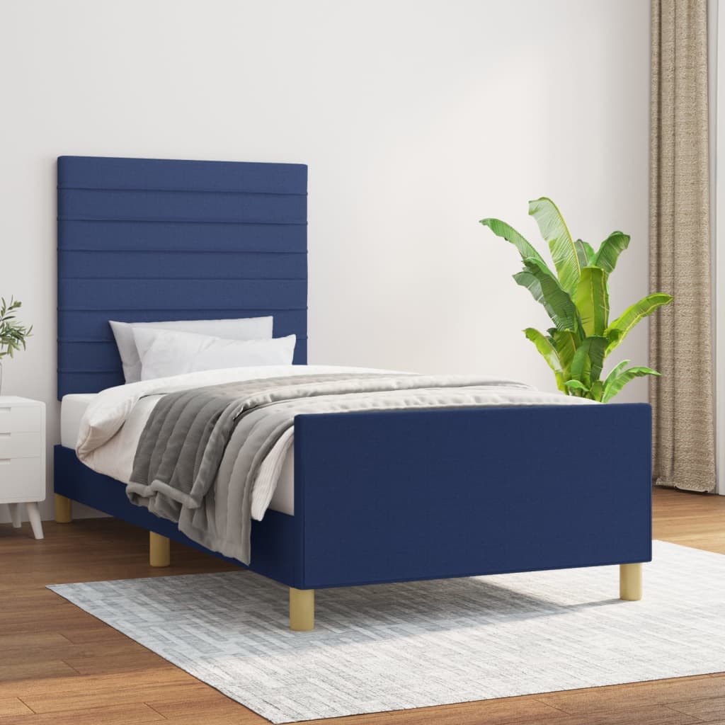 sengeramme uden madras 90x200 cm stof blå