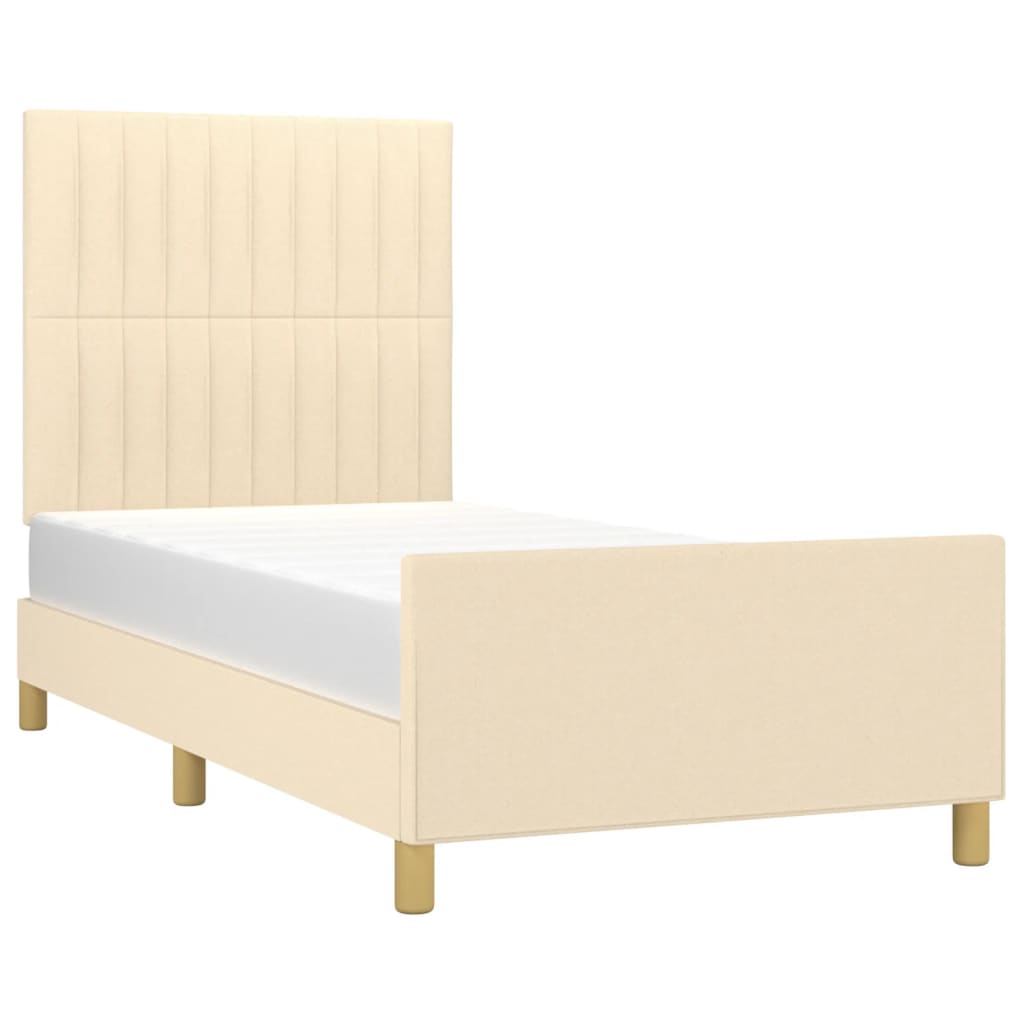 sengeramme uden madras 80x200 cm stof cremefarvet