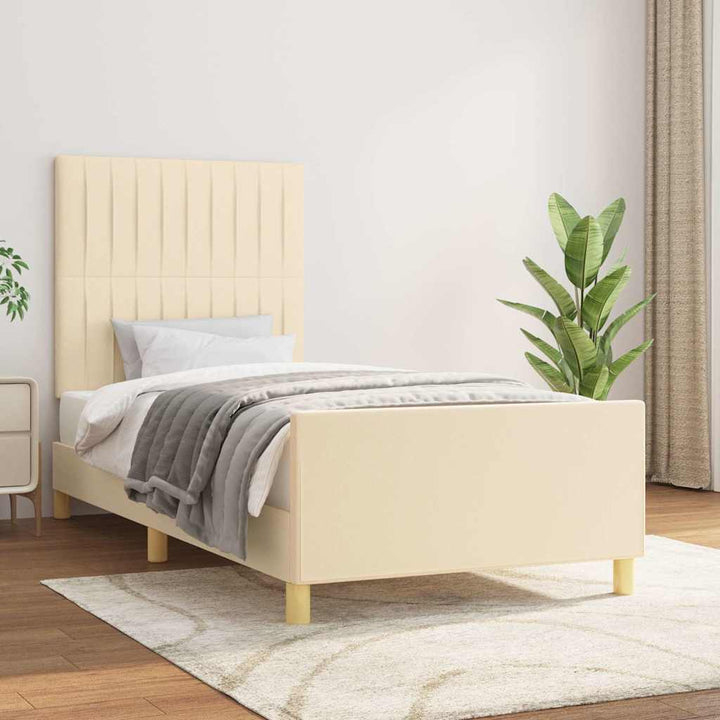 sengeramme uden madras 80x200 cm stof cremefarvet