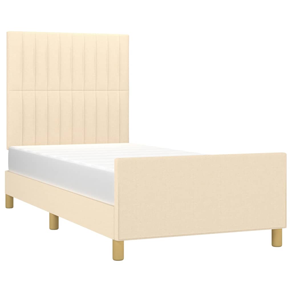 sengeramme uden madras 90x190 cm stof cremefarvet