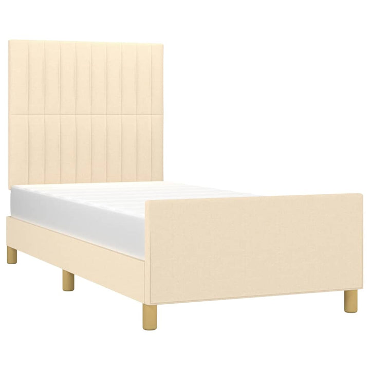 sengeramme uden madras 90x190 cm stof cremefarvet