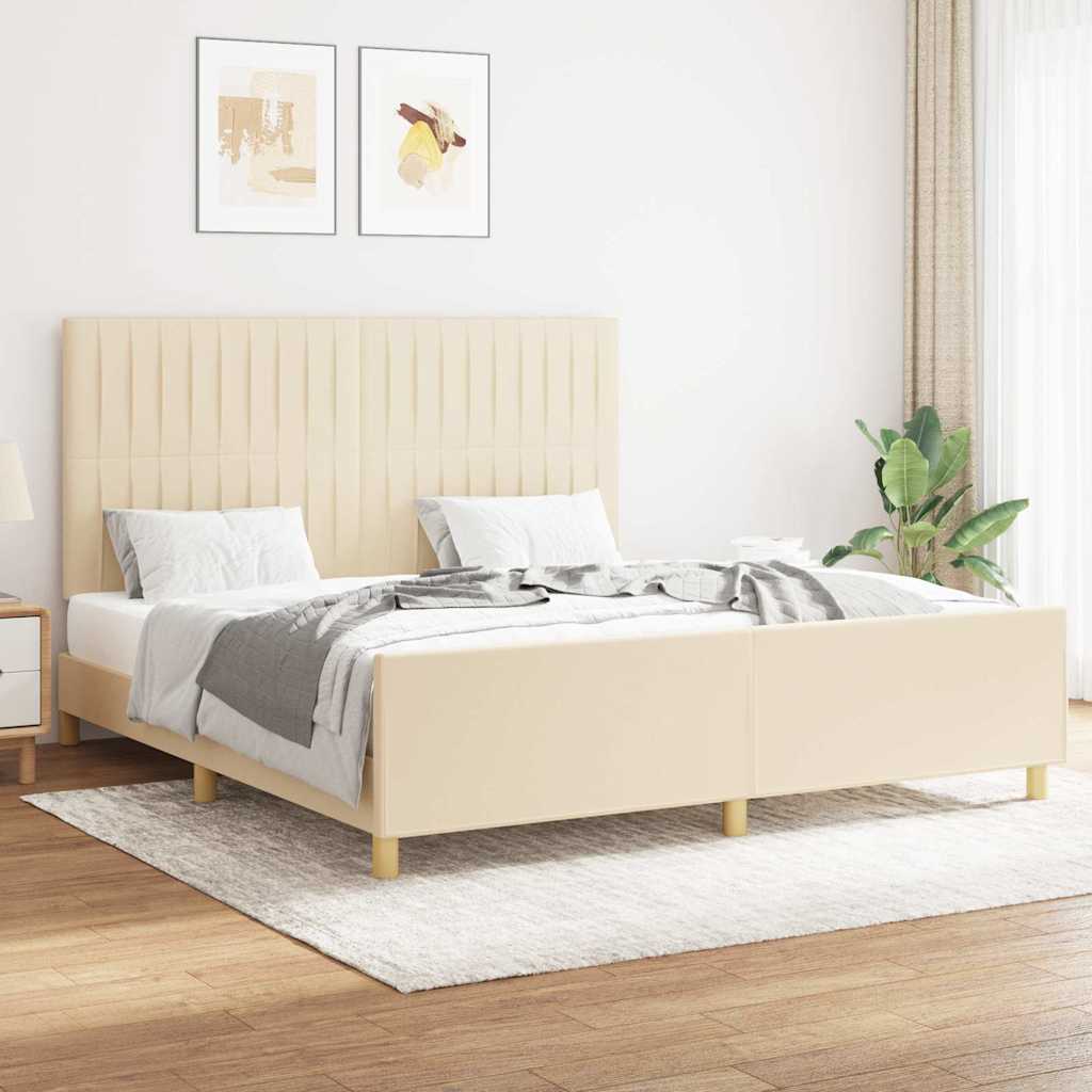 sengeramme uden madras 160x200 cm stof cremefarvet