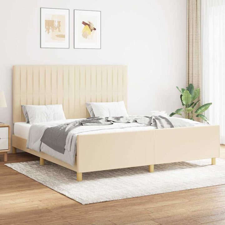 sengeramme uden madras 160x200 cm stof cremefarvet