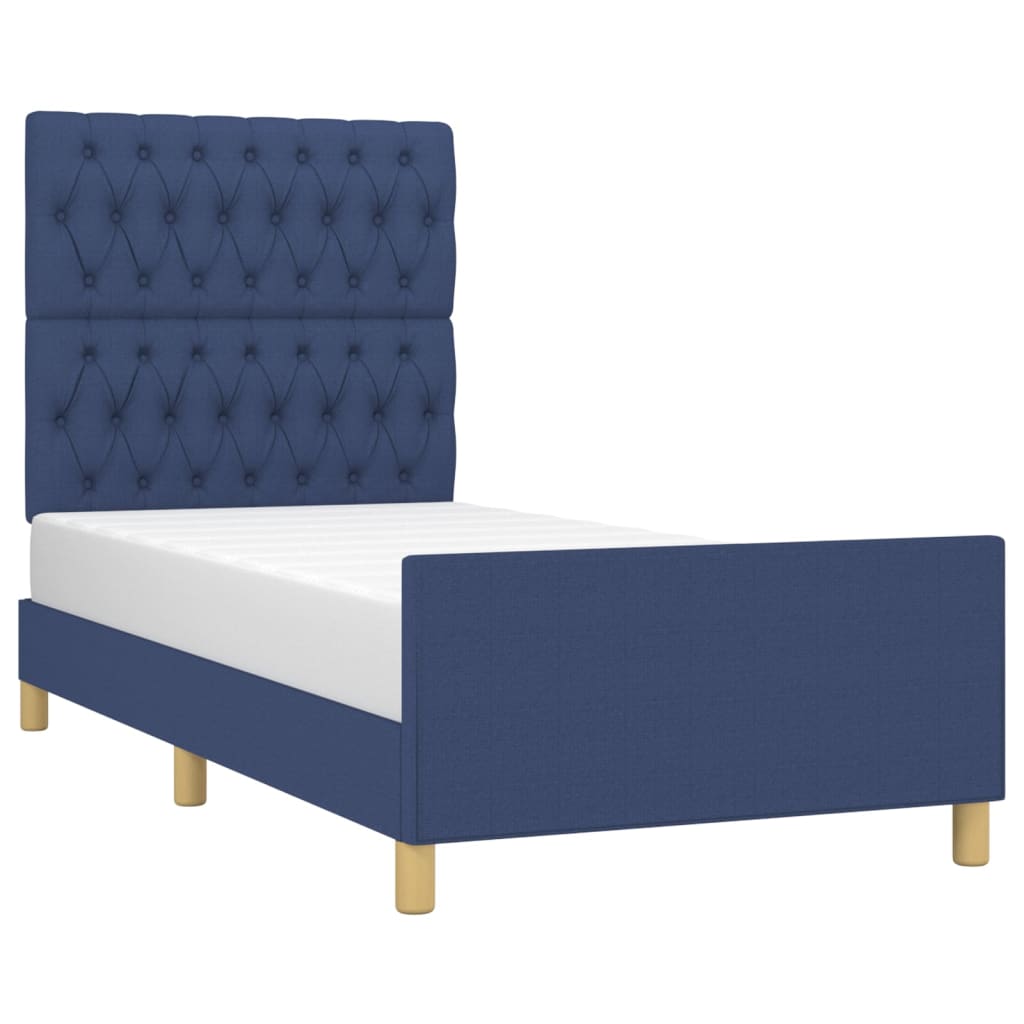 sengeramme uden madras 90x190 cm stof blå