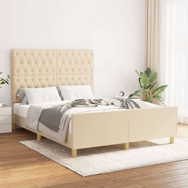 sengeramme uden madras 140x200 cm stof cremefarvet