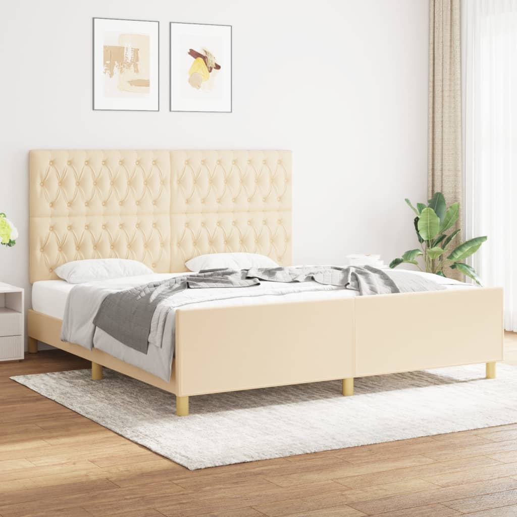 sengeramme uden madras 180x200 cm stof cremefarvet