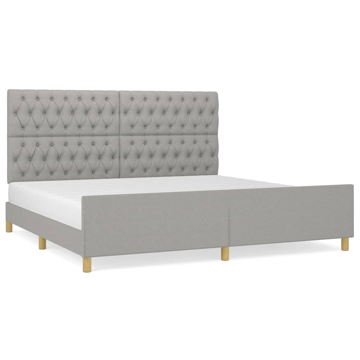 sengeramme med sengegavl 200x200 cm stof lysegrå