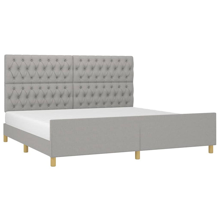 sengeramme med sengegavl 200x200 cm stof lysegrå
