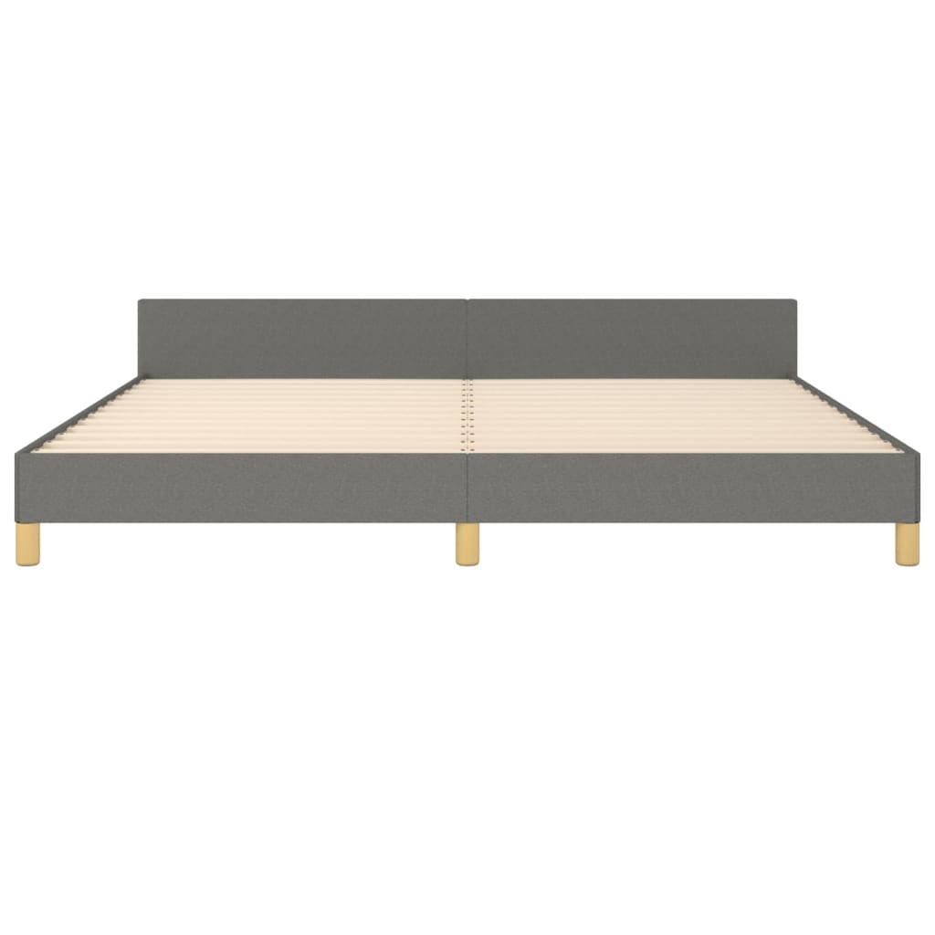 sengeramme med sengegavl 200x200 cm stof mørkegrå