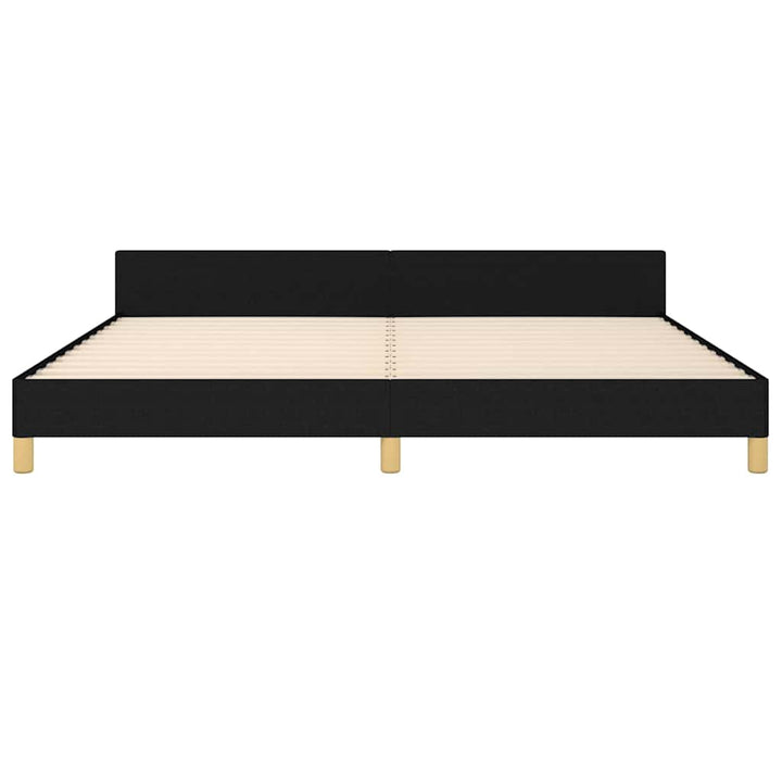 sengeramme med sengegavl 200x200 cm stof sort
