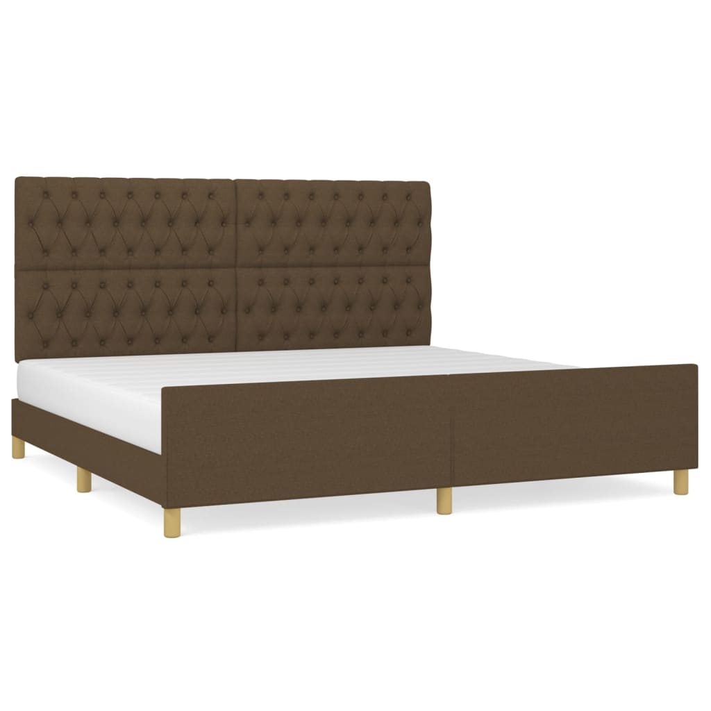 sengeramme med sengegavl 200x200 cm stof mørkebrun