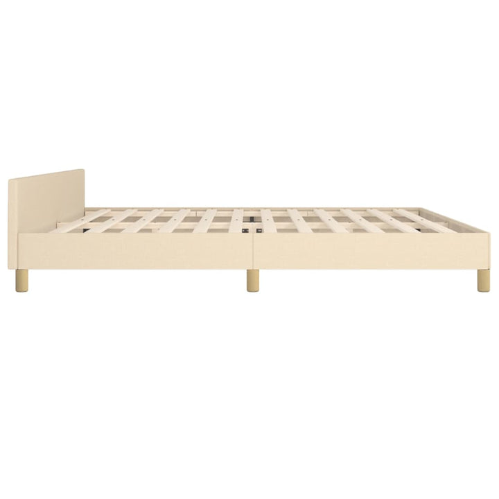 sengeramme med sengegavl 200x200 cm stof cremefarvet