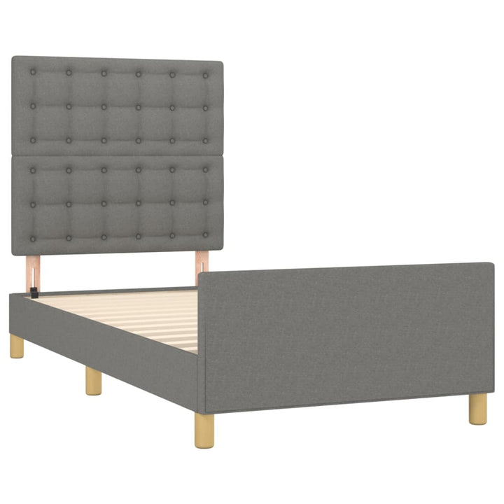 sengeramme med sengegavl 80x200cm stof mørkegrå