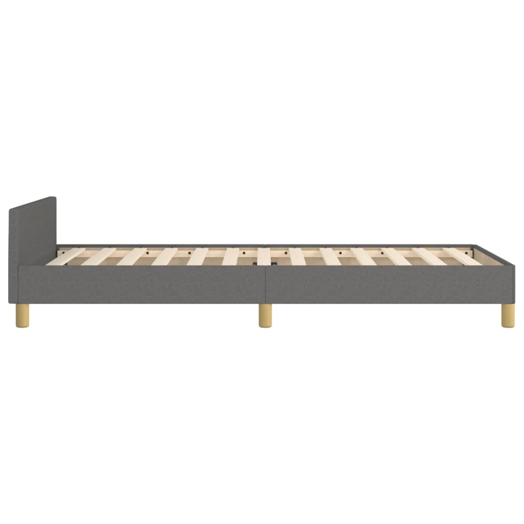 sengeramme med sengegavl 80x200cm stof mørkegrå