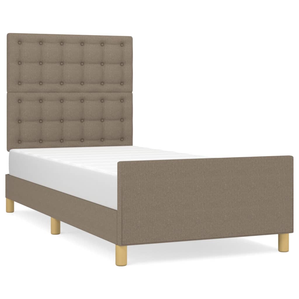 sengeramme med sengegavl 80x200 cm stof gråbrun
