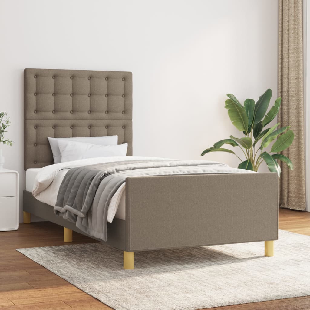 sengeramme med sengegavl 80x200 cm stof gråbrun
