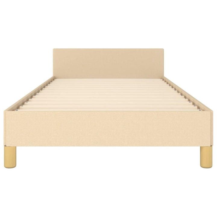 sengeramme med sengegavl 80x200 cm stof cremefarvet