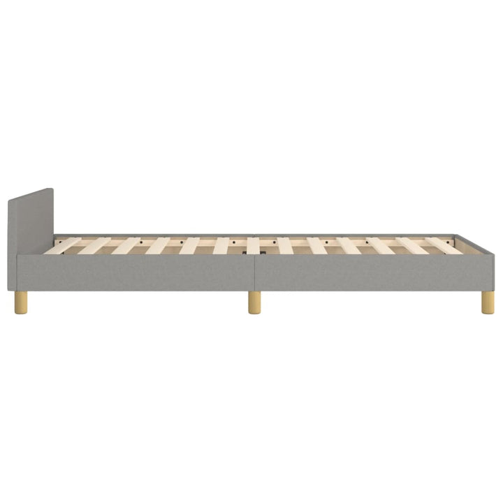 sengeramme med sengegavl 90x190 cm stof lysegrå