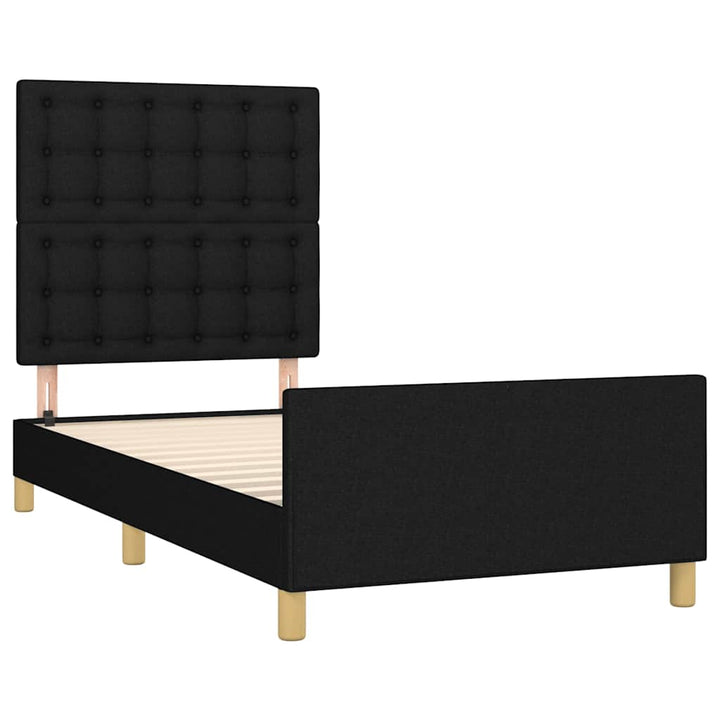 sengeramme med sengegavl 90x190 cm stof sort