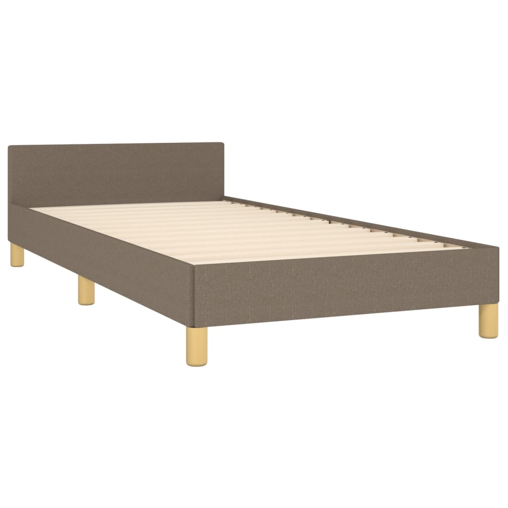 sengeramme med sengegavl 90x190 cm stof gråbrun