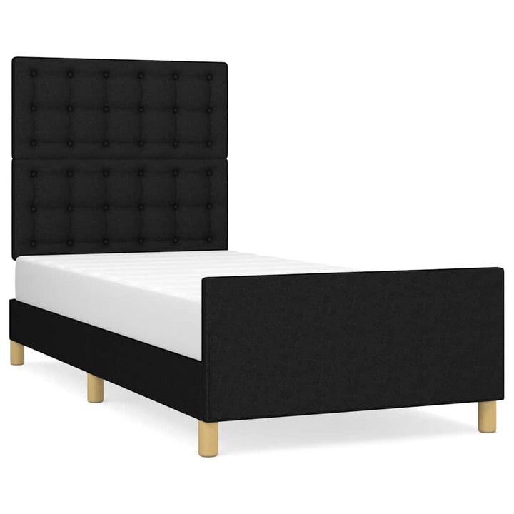 sengeramme med sengegavl 90x200 cm stof sort