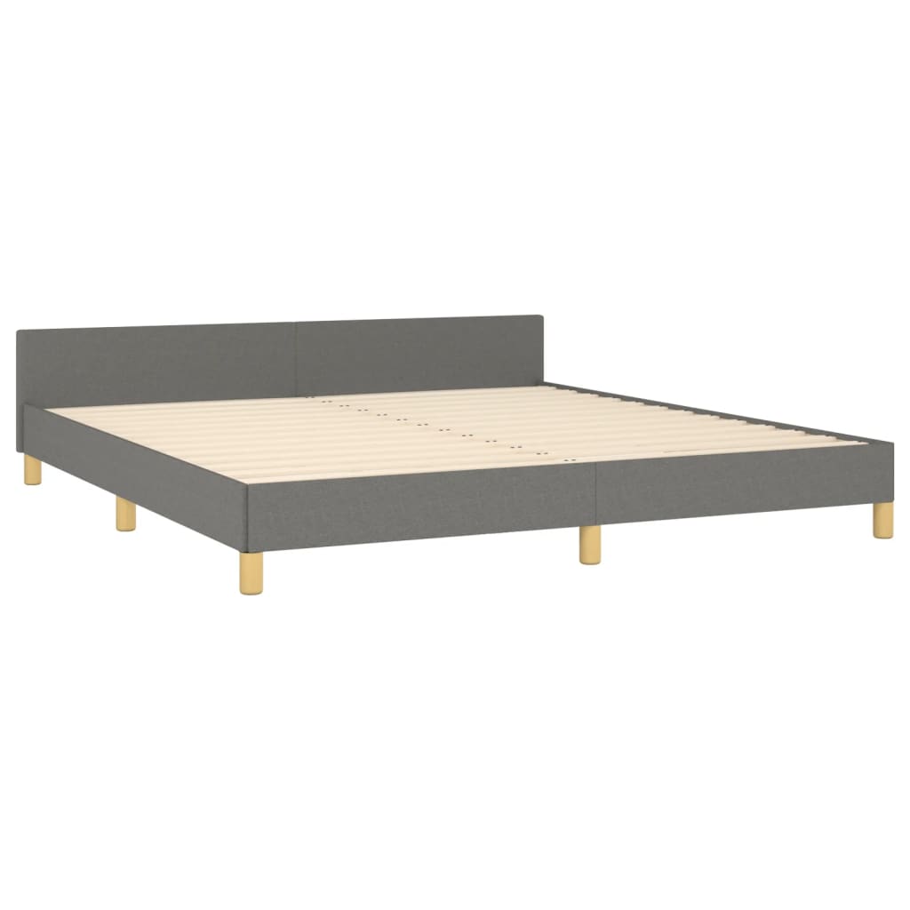 sengeramme med sengegavl 180x200 cm stof mørkegrå
