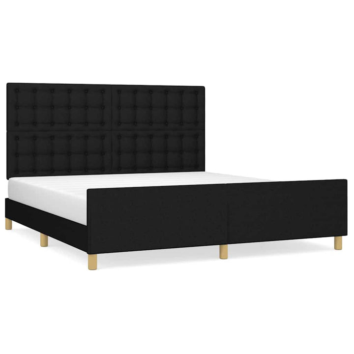 sengeramme med sengegavl 180x200 cm stof sort