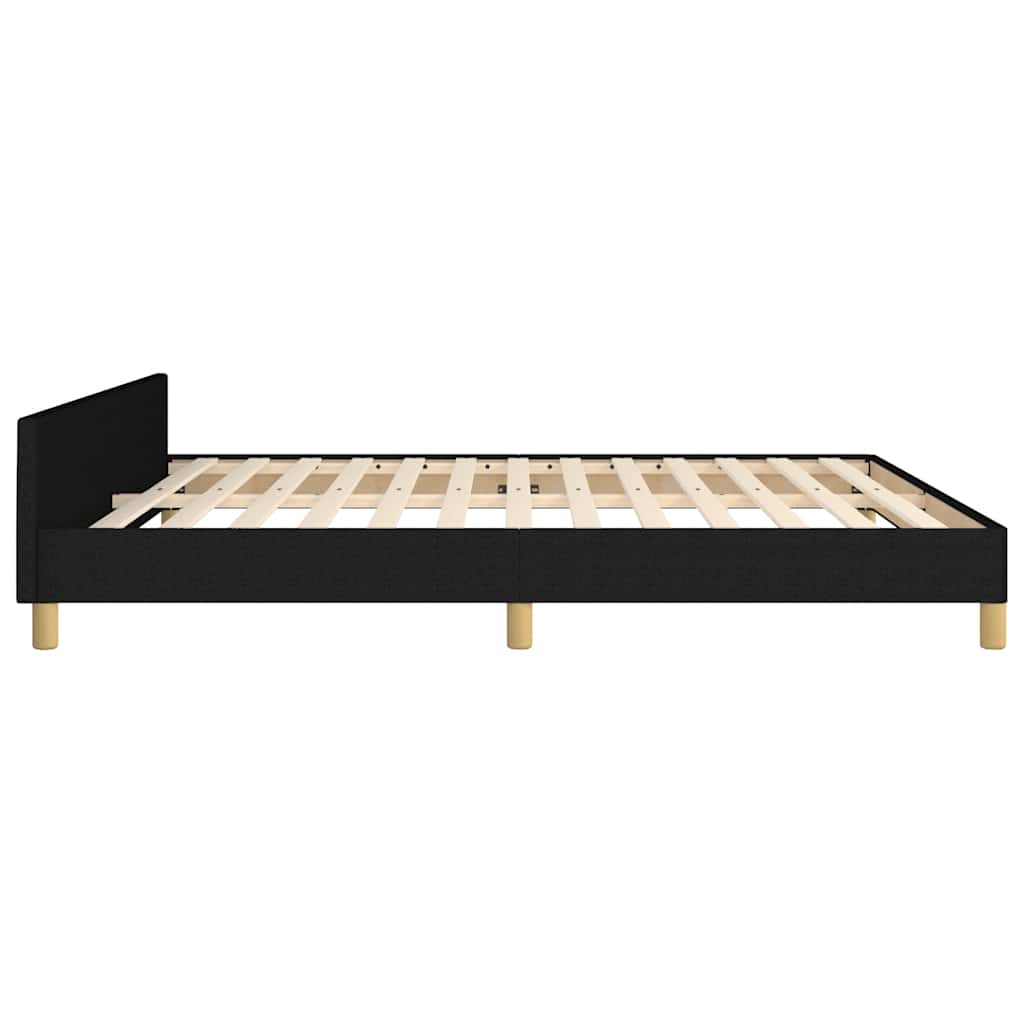 sengeramme med sengegavl 180x200 cm stof sort
