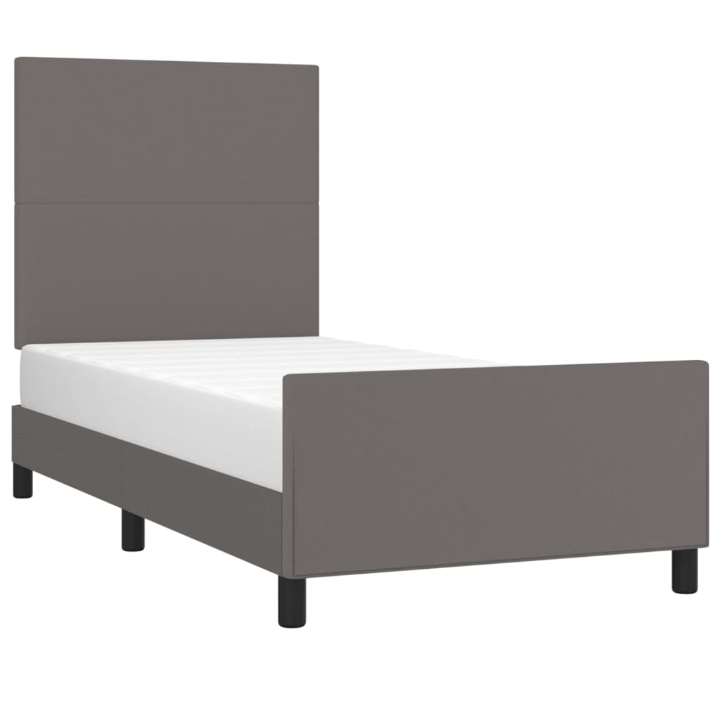 sengeramme med sengegavl 80x200 cm kunstlæder grå