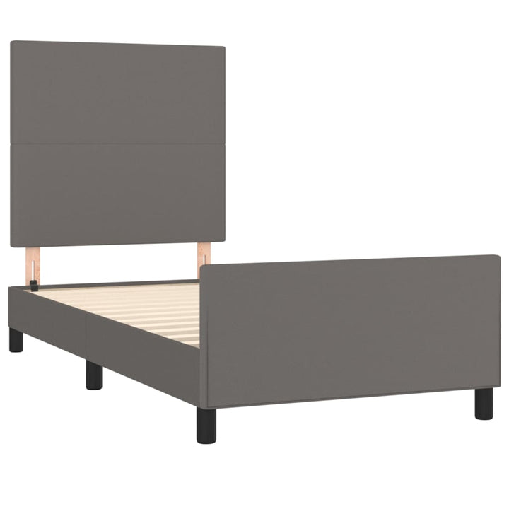 sengeramme med sengegavl 80x200 cm kunstlæder grå