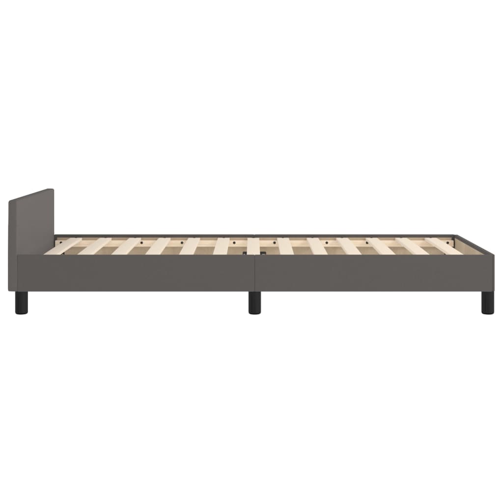 sengeramme med sengegavl 80x200 cm kunstlæder grå