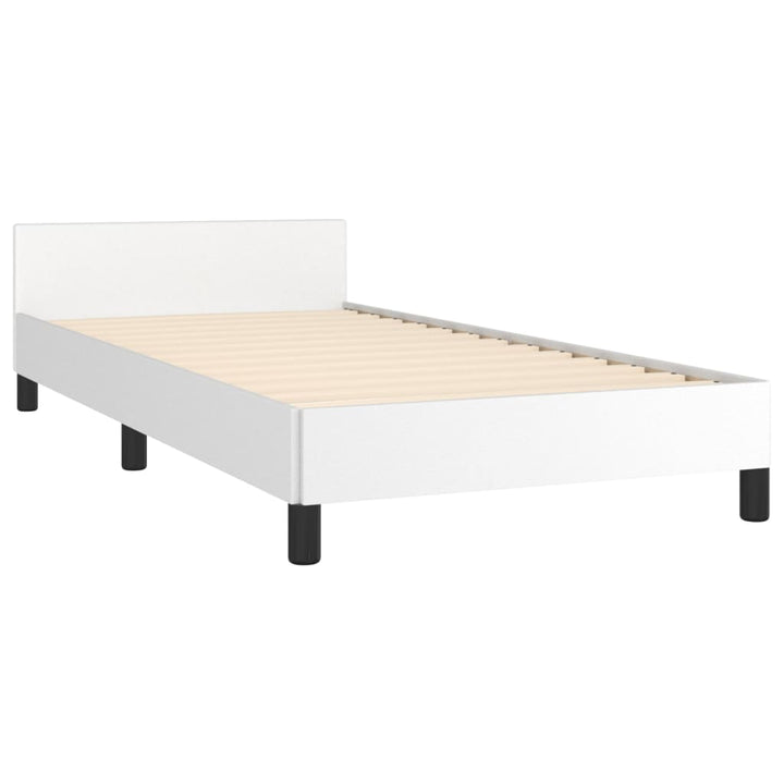 sengeramme med sengegavl 90x190 cm kunstlæder hvid