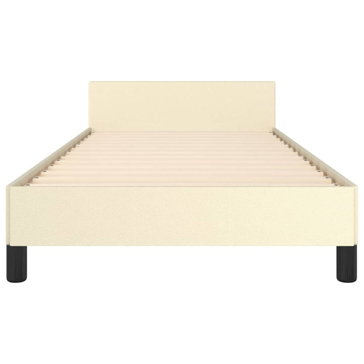 sengeramme med sengegavl 90x190 cm kunstlæder cremefarvet