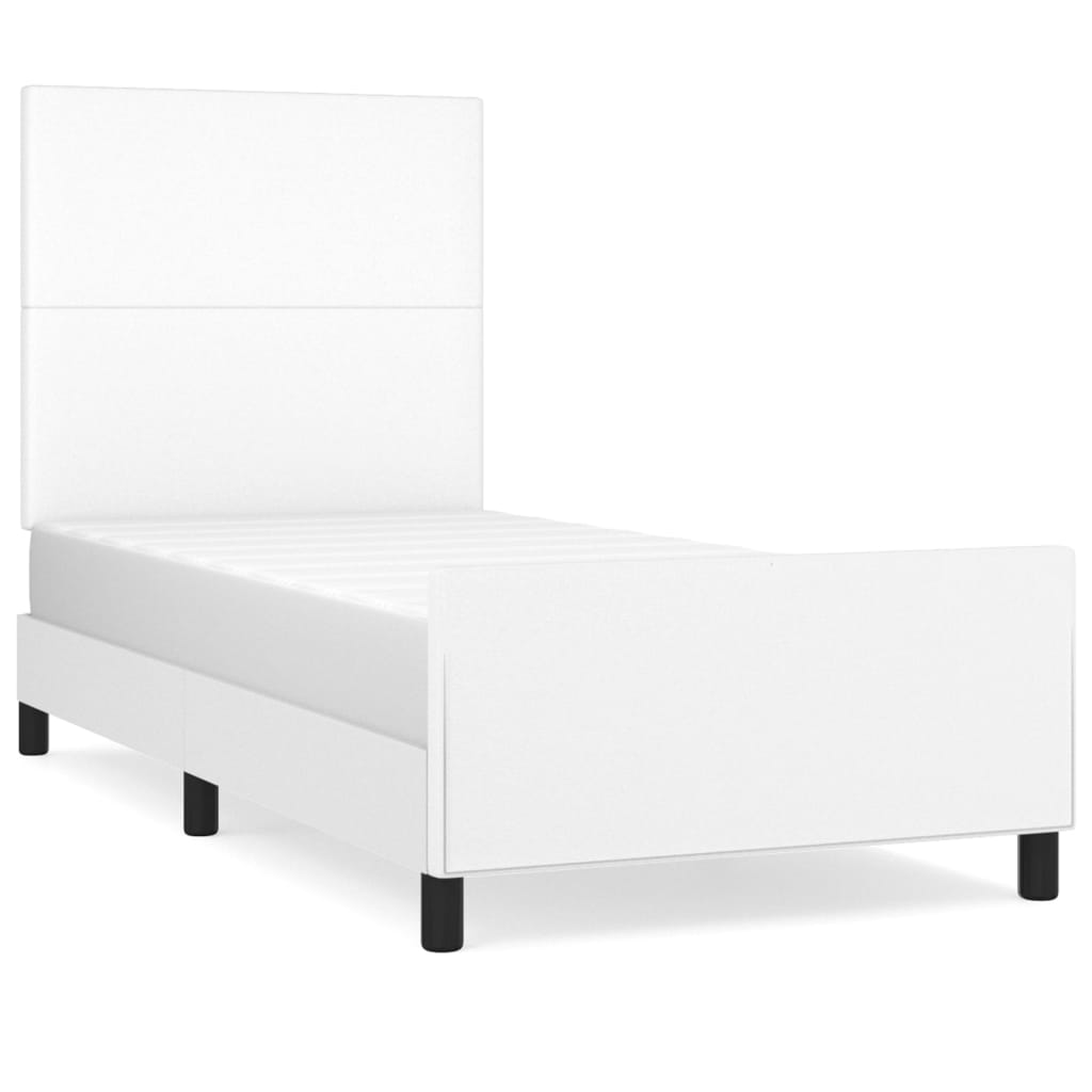 sengeramme med sengegavl 90x200 cm kunstlæder hvid
