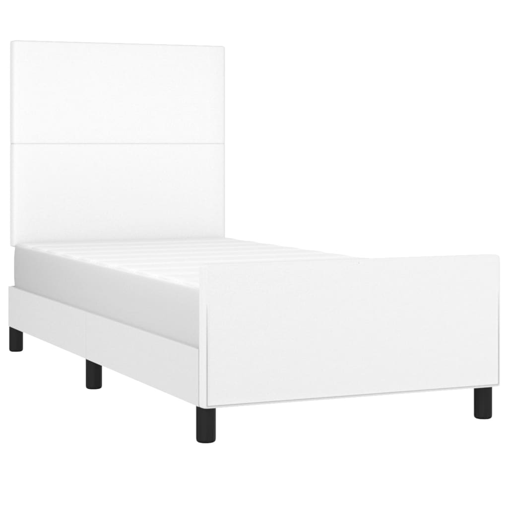 sengeramme med sengegavl 90x200 cm kunstlæder hvid