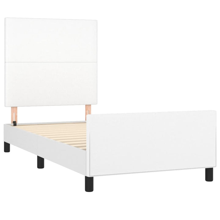 sengeramme med sengegavl 90x200 cm kunstlæder hvid