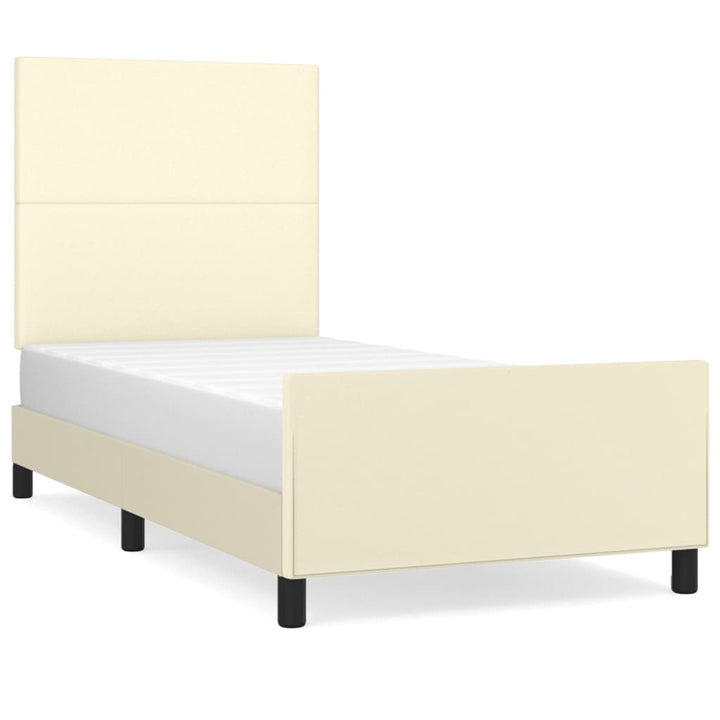 sengeramme med sengegavl 90x200 cm kunstlæder cremefarvet