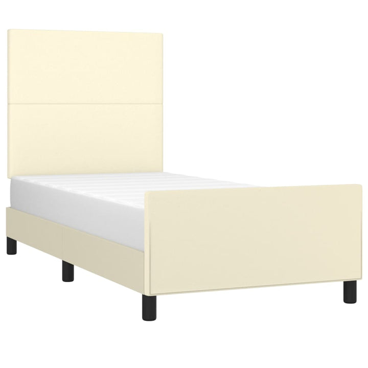sengeramme med sengegavl 90x200 cm kunstlæder cremefarvet