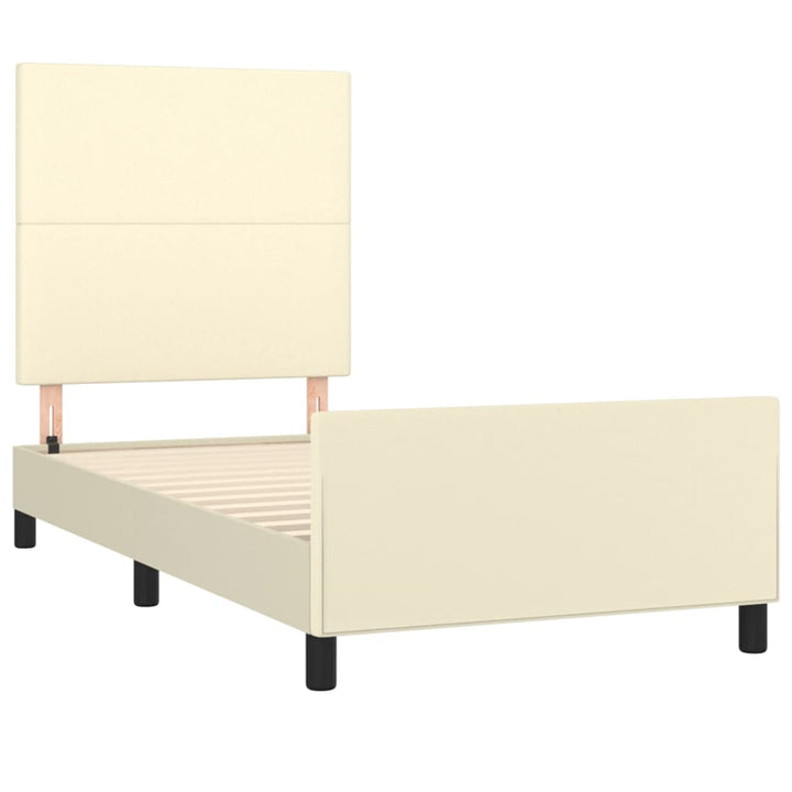 sengeramme med sengegavl 90x200 cm kunstlæder cremefarvet