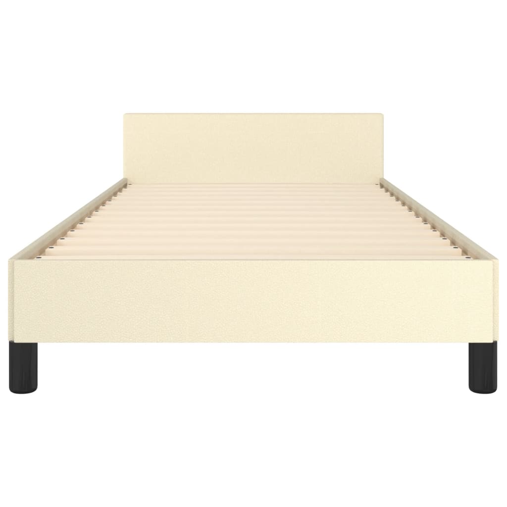 sengeramme med sengegavl 90x200 cm kunstlæder cremefarvet