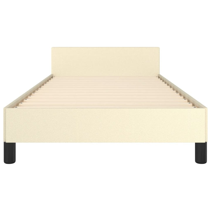 sengeramme med sengegavl 90x200 cm kunstlæder cremefarvet