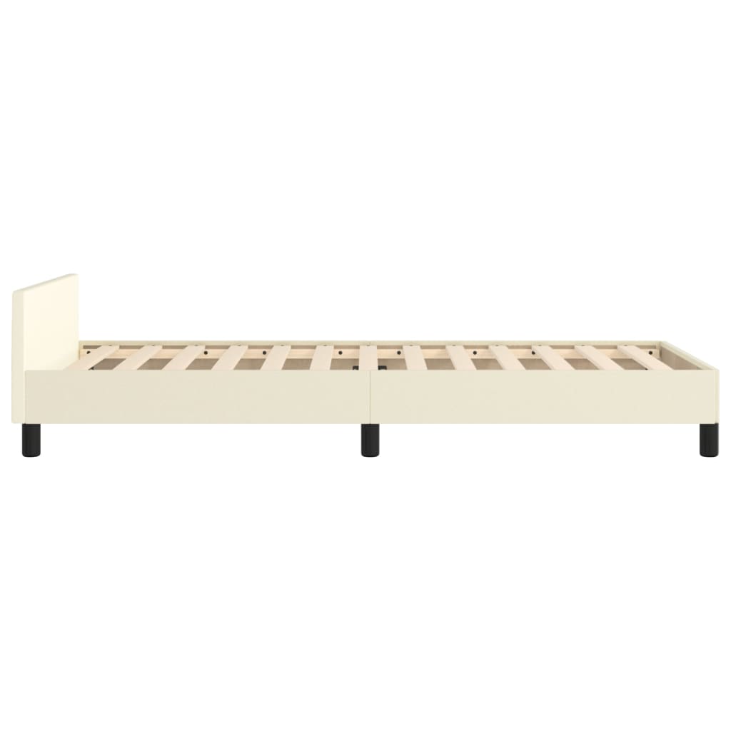 sengeramme med sengegavl 90x200 cm kunstlæder cremefarvet